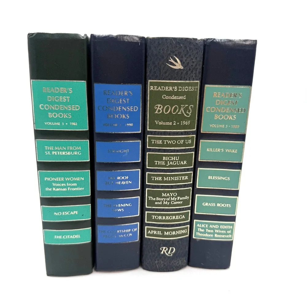 Reader's Digest Condensed Books Set of 4 Blue Green 1969-1990